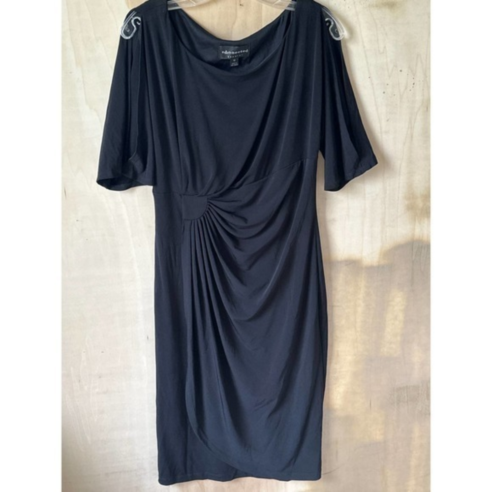 Connected Apparel Dress Womens 10 Black Stretchy Career Work Ruched
